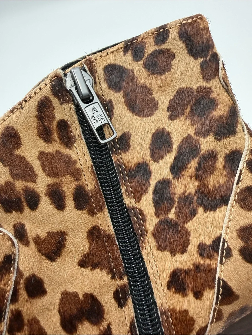 Ash Henna Leopard Print Cow Hair Leather Booties